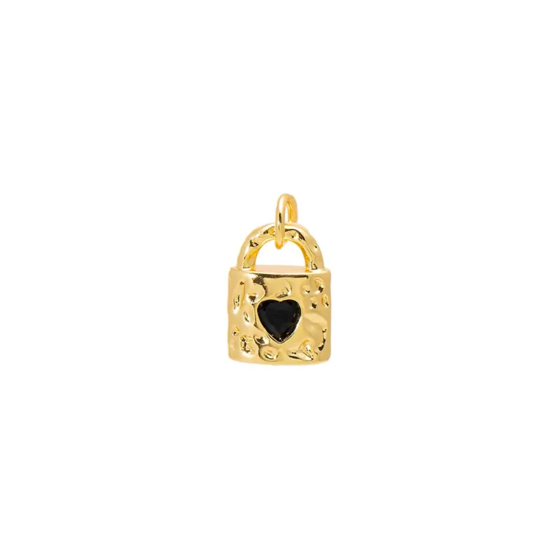 Black Onyx Heart Lock Charm sold by Adina Eden's