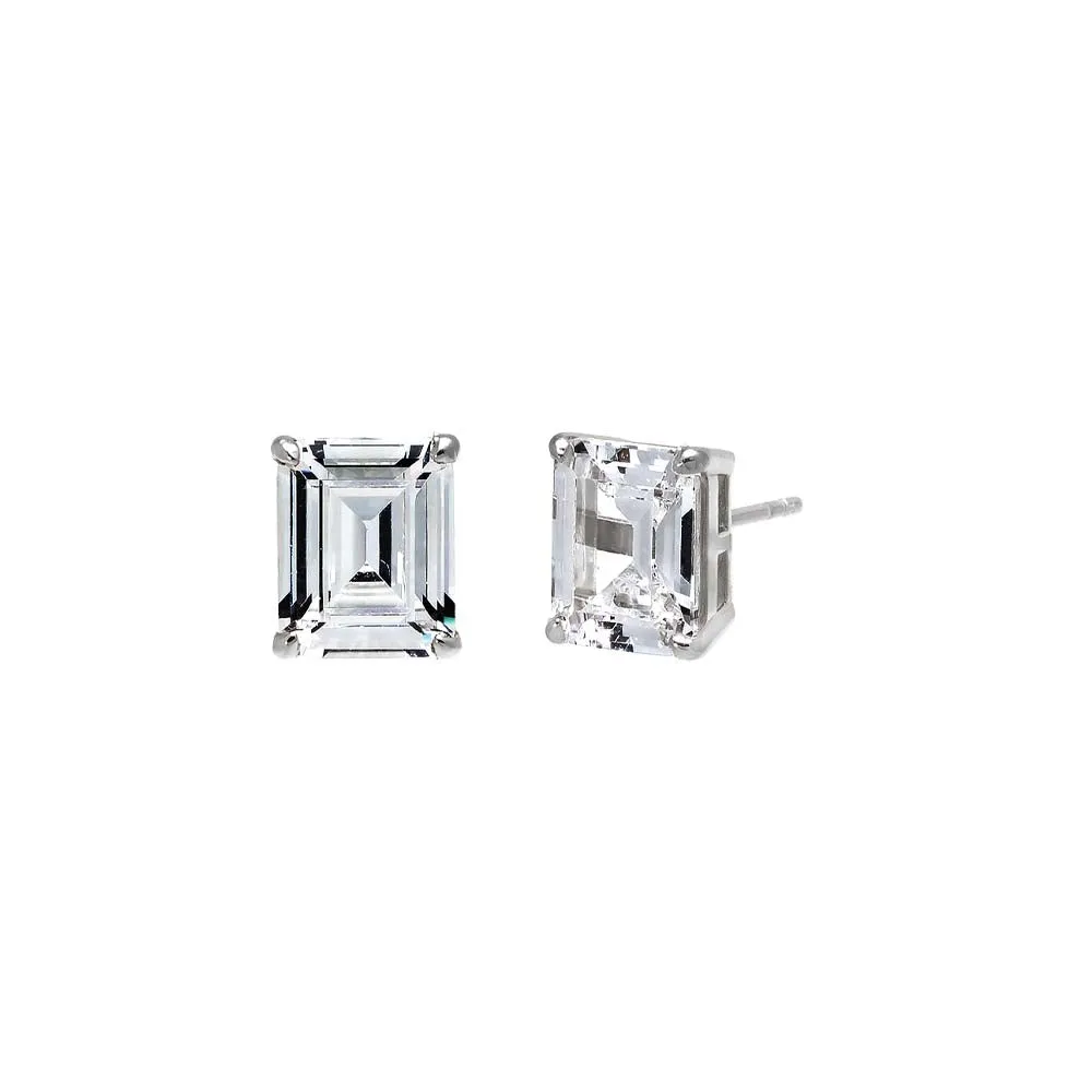 CZ Emerald Cut Prong Set Stud Earring sold by Adina Eden's product image thumbnail 2