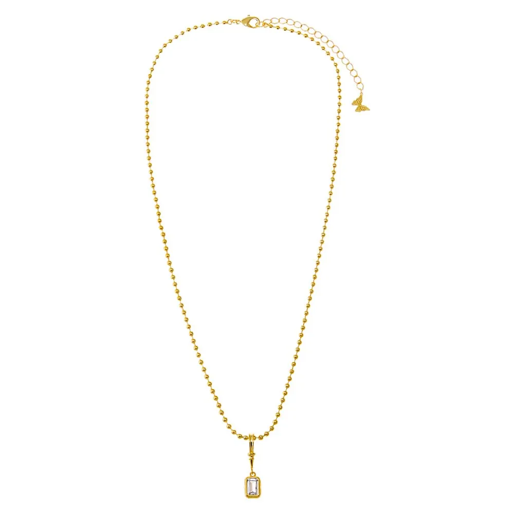 CZ Baguette Bezel Pendant Ball Chain Necklace sold by Adina Eden's product image thumbnail 2
