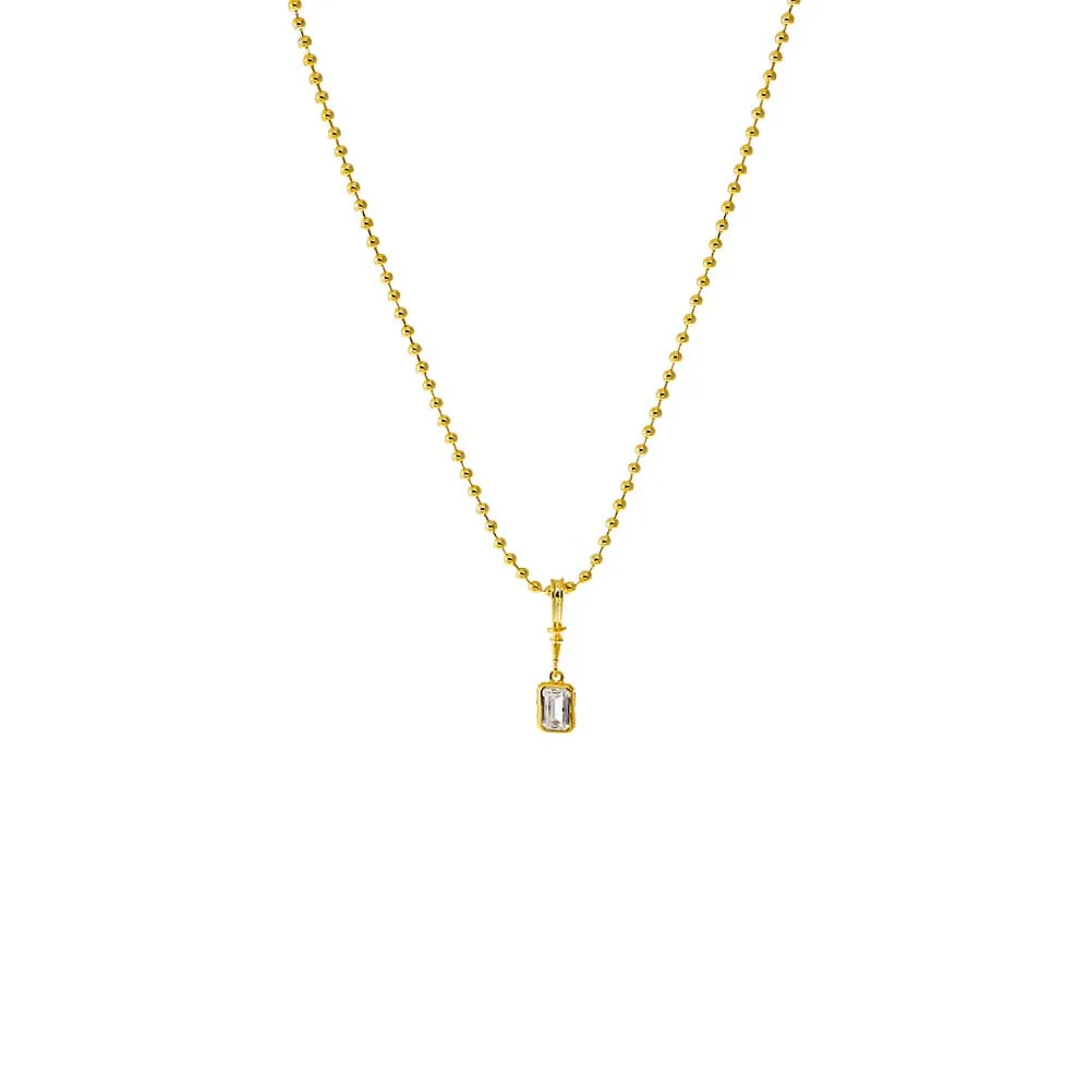 CZ Baguette Bezel Pendant Ball Chain Necklace sold by Adina Eden's