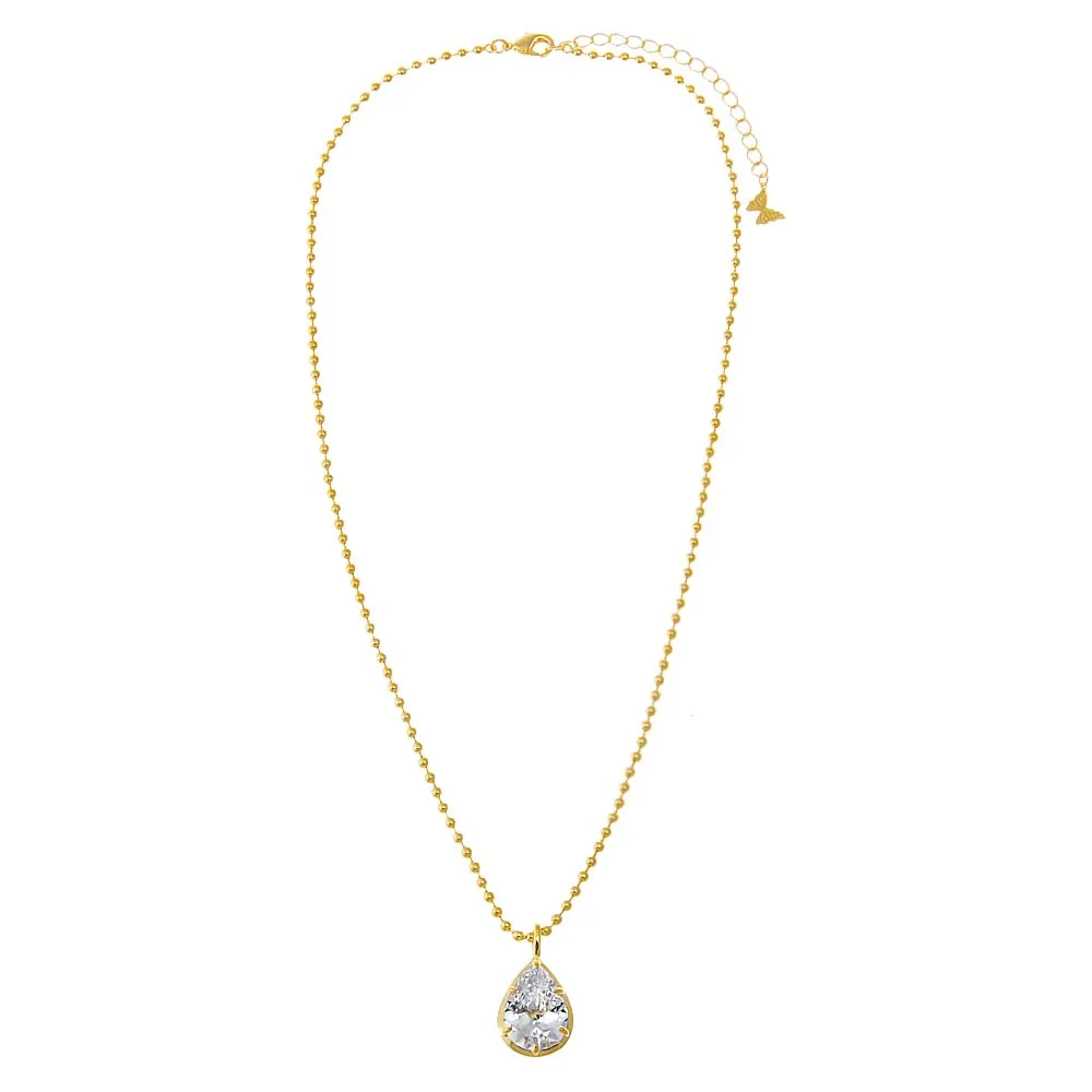 CZ Pear Bezel Pendant Ball Chain Necklace sold by Adina Eden's product image thumbnail 2
