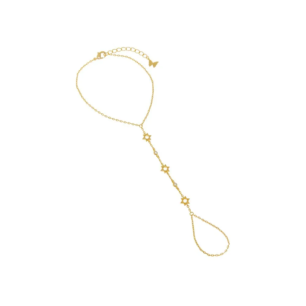 Star Of David X CZ Bezel Hand Chain sold by Adina Eden's