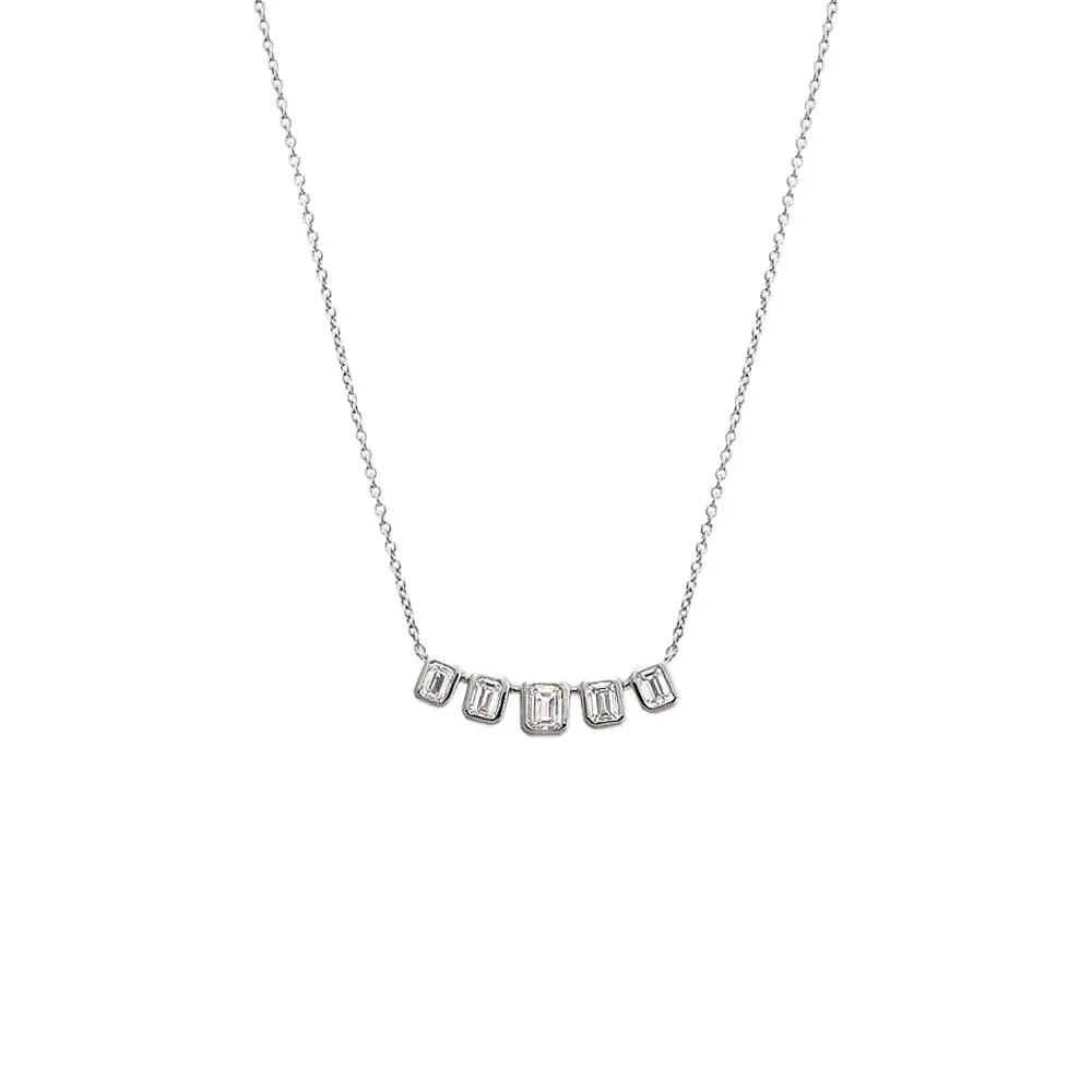 Lab Grown Diamond Emerald Bezel Curved Bar Necklace 14K sold by Adina Eden's product image thumbnail 4