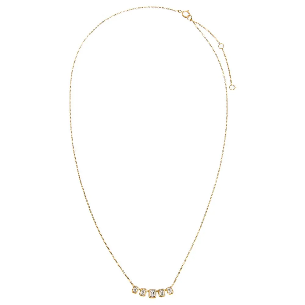 Lab Grown Diamond Emerald Bezel Curved Bar Necklace 14K sold by Adina Eden's product image thumbnail 3