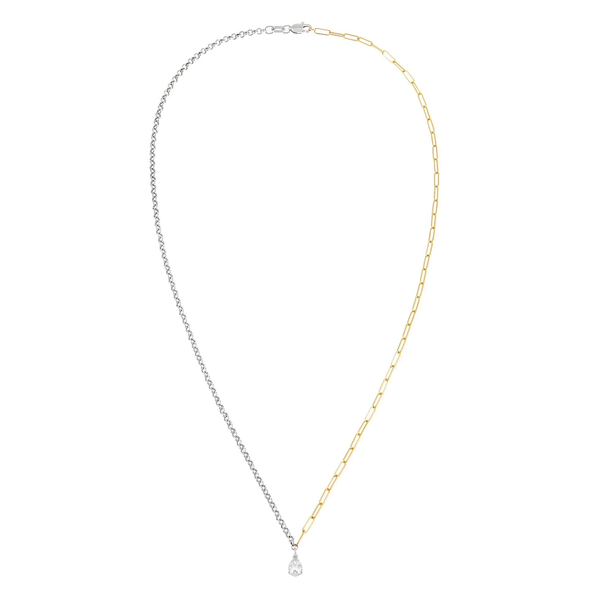 Diamond Teardrop Two Tone Chain Necklace 14K sold by Adina Eden's product image thumbnail 2