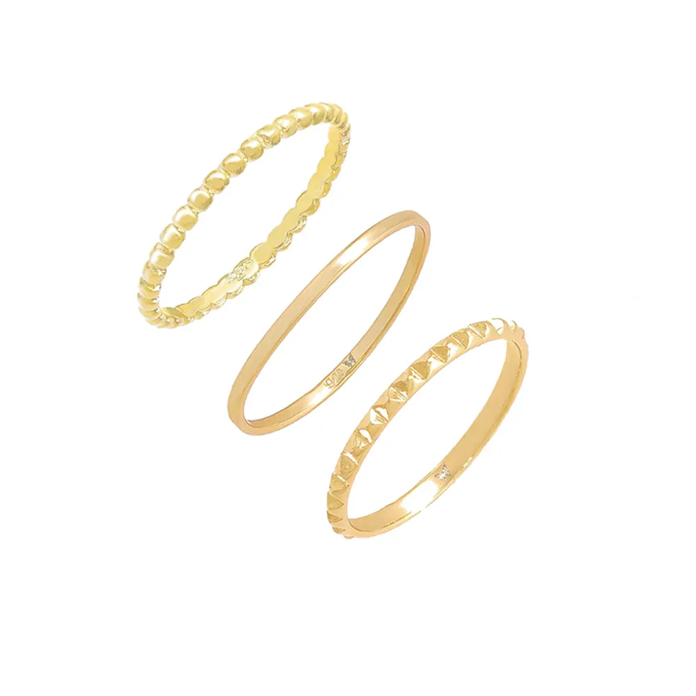 Solid Spike & Beaded Ring Combo Set sold by Adina Eden's