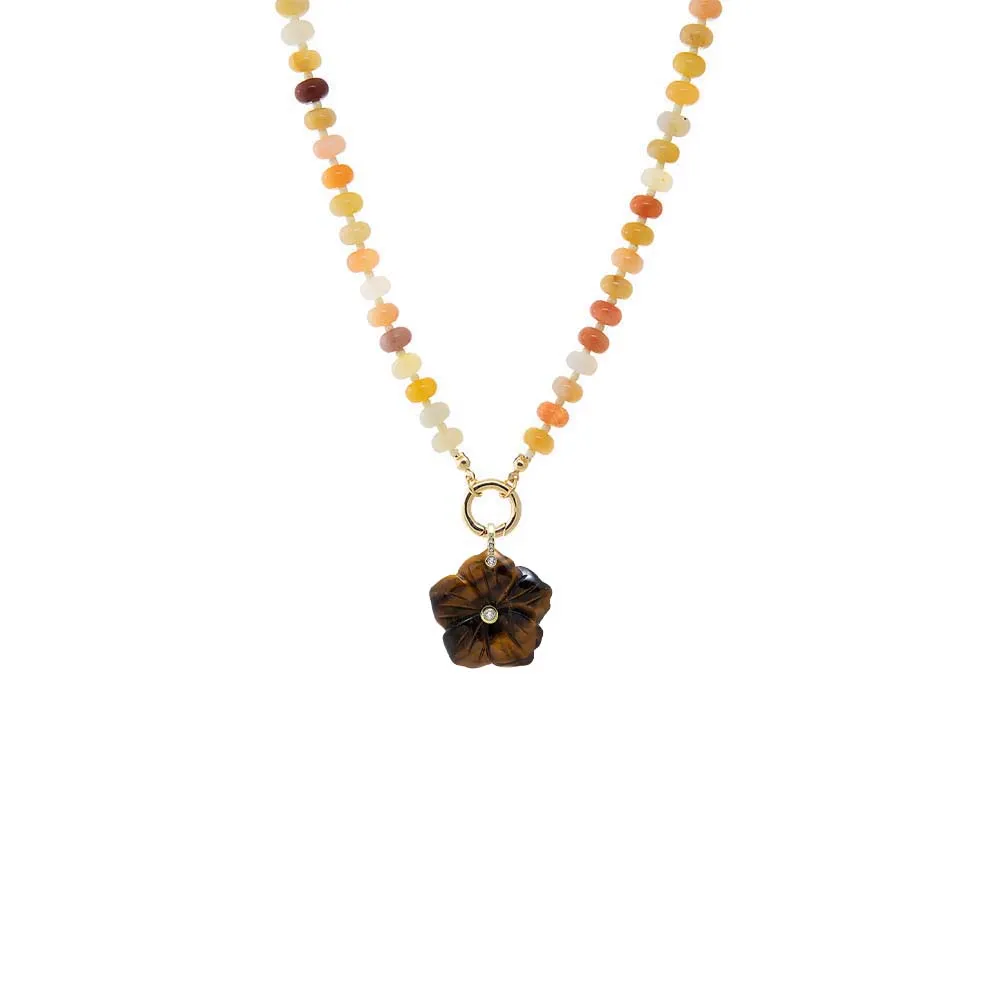 CZ Bezel Natural Stone Flower Charm & Beaded Clicker Necklace sold by Adina Eden's product image thumbnail 3