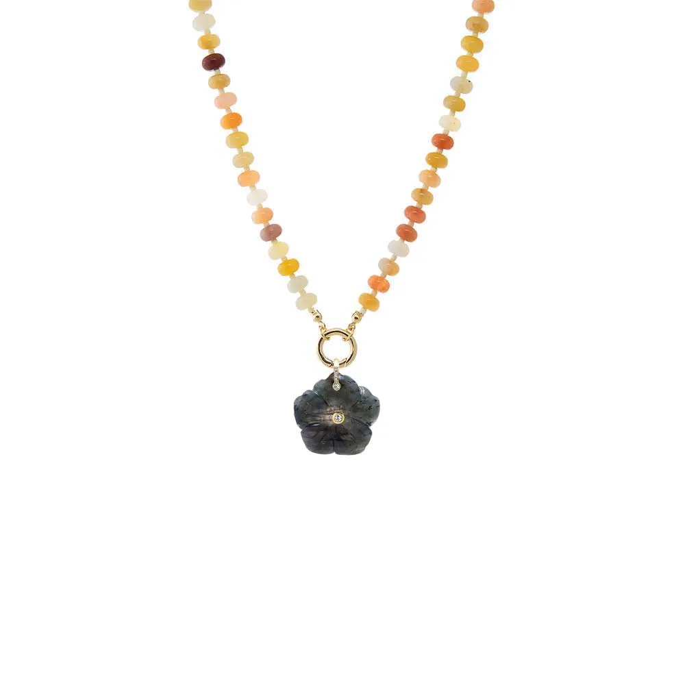 CZ Bezel Natural Stone Flower Charm & Beaded Clicker Necklace sold by Adina Eden's product image thumbnail 4