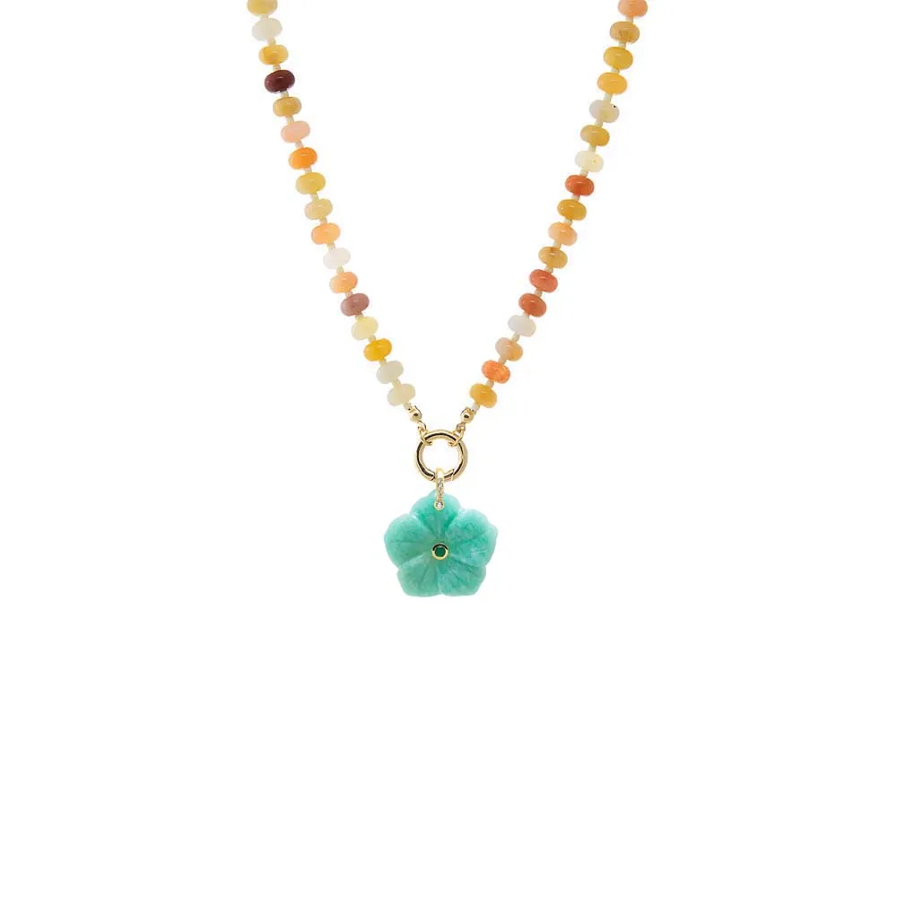 CZ Bezel Natural Stone Flower Charm & Beaded Clicker Necklace sold by Adina Eden's product image thumbnail 5