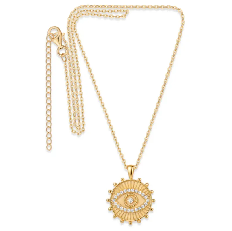CZ Sun Evil Eye Necklace sold by Adina Eden's
