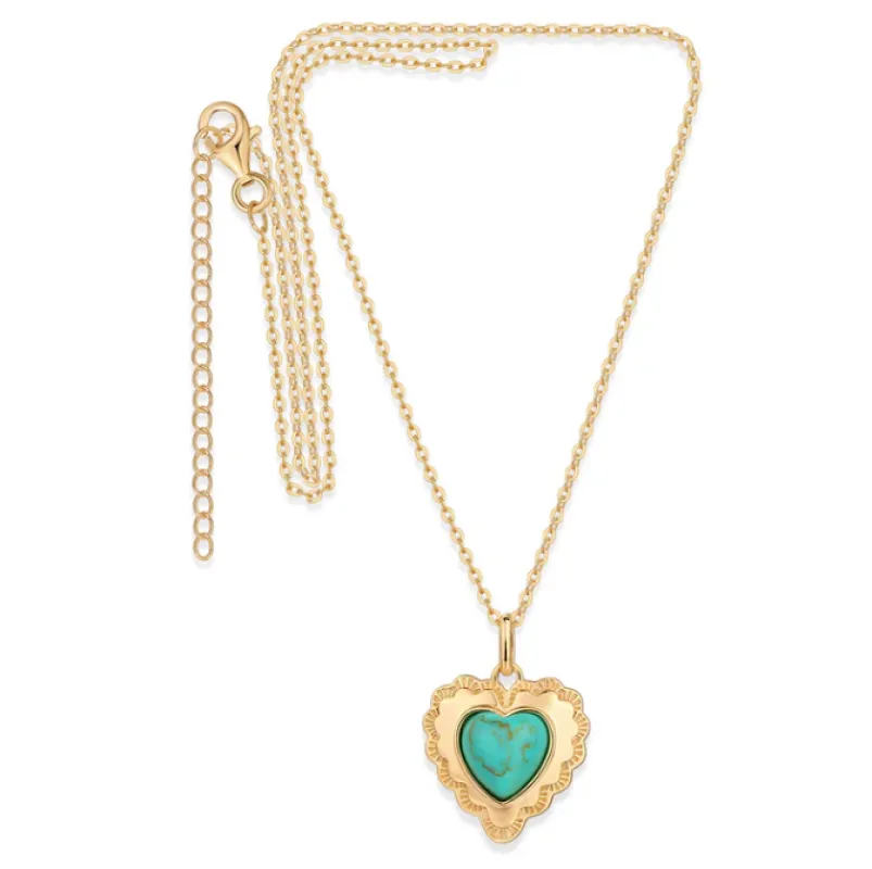 Turquoise Heart Charm Necklace sold by Adina Eden's