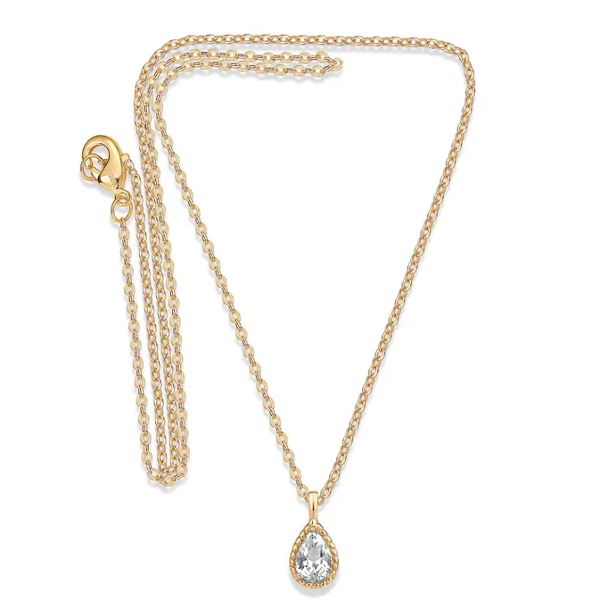 Pear CZ Bezel Drop Necklace sold by Adina Eden's