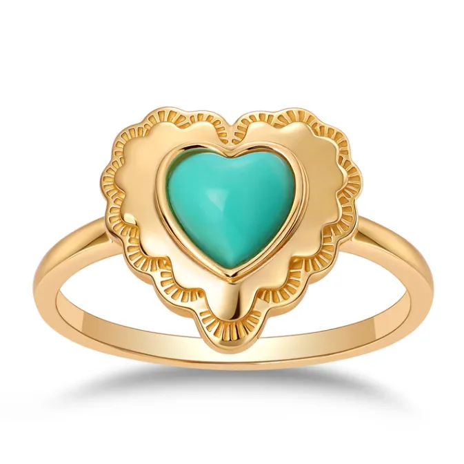 Turquoise Heart Shield Ring sold by Adina Eden's