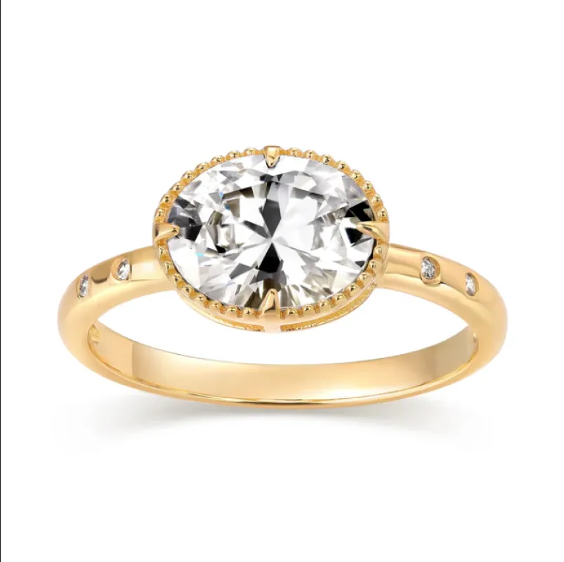 Oval CZ Halo Ring sold by Adina Eden's