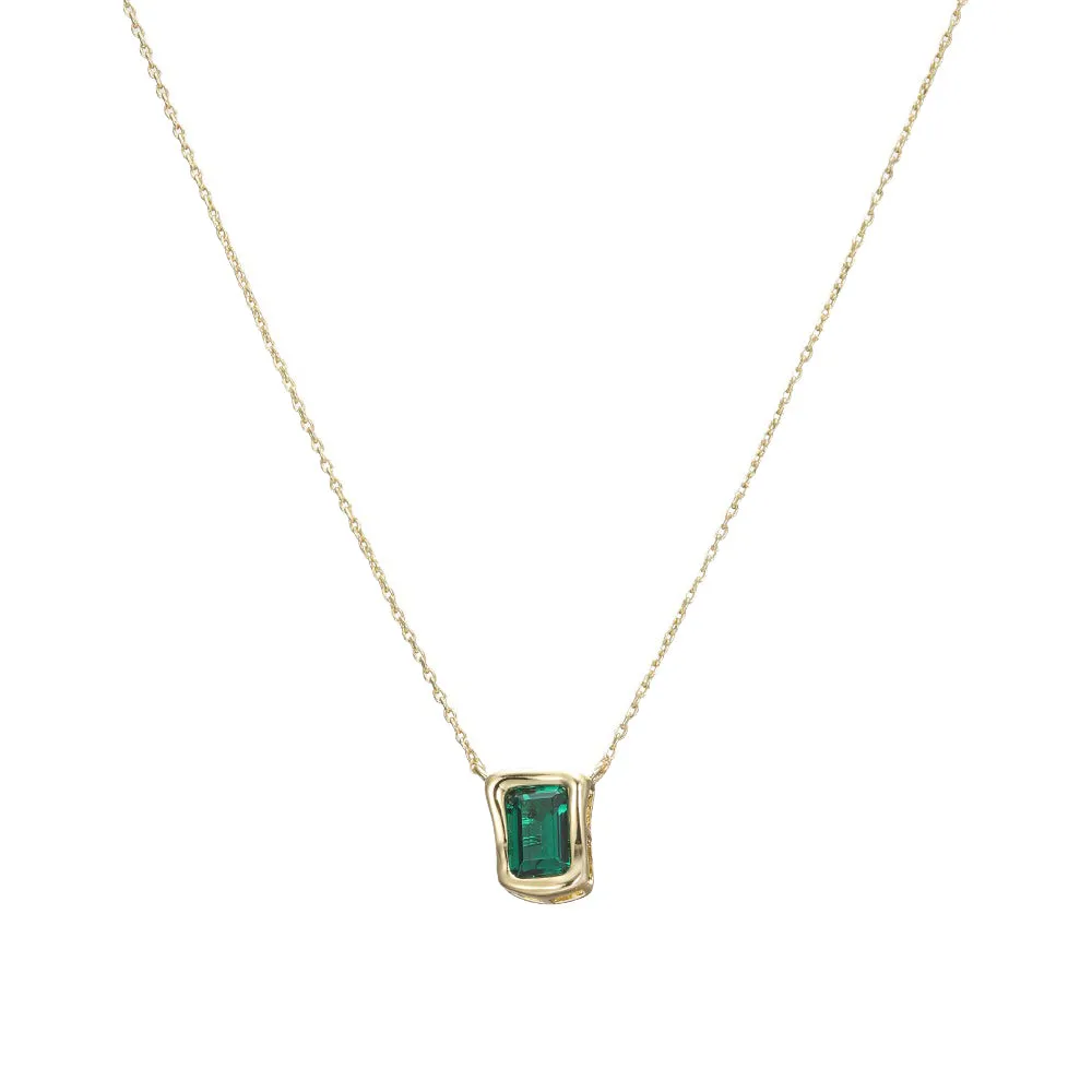 Emerald Green Curved Bezel Pendant Necklace sold by Adina Eden's