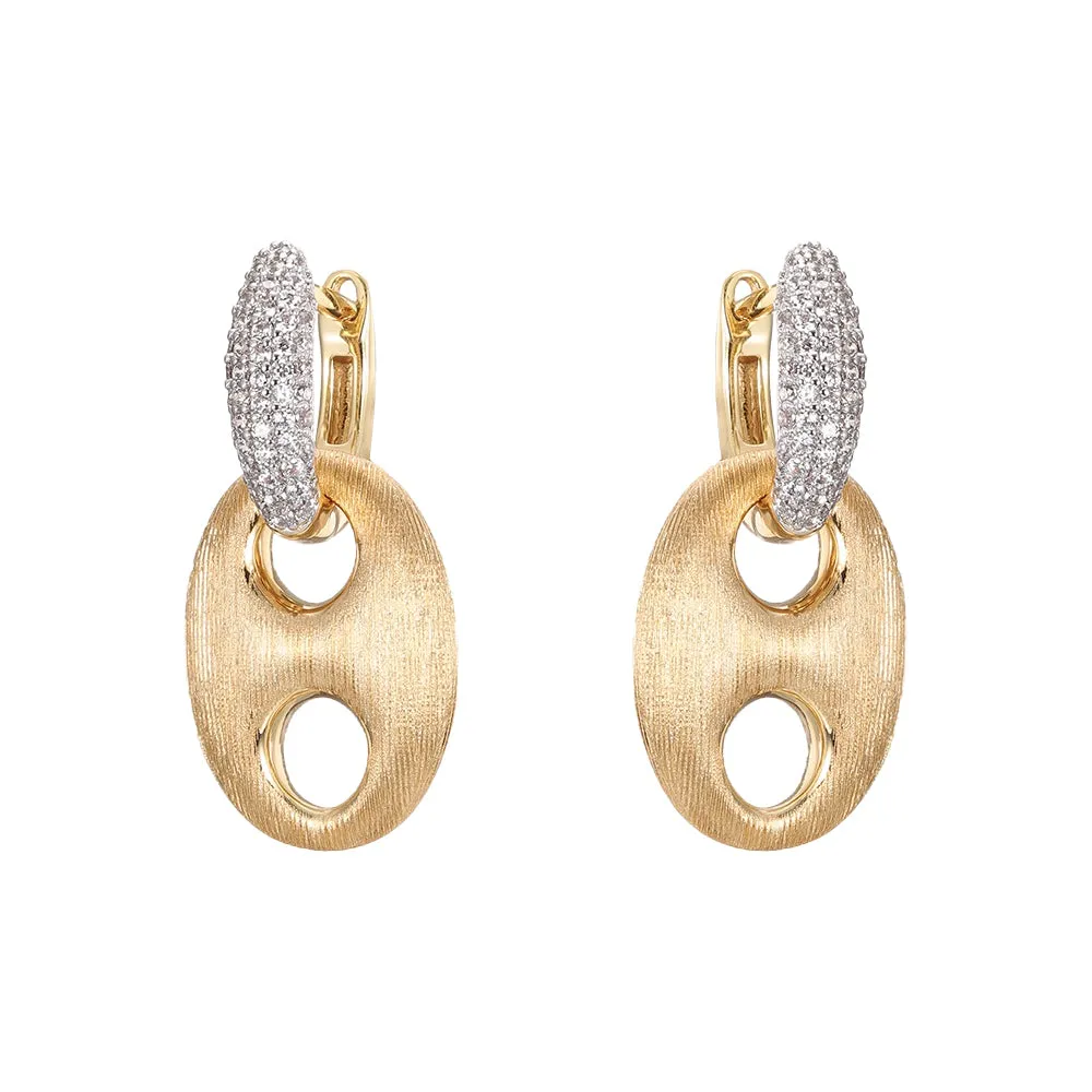 Chunky Pave Mariner Drop Huggie Earring sold by Adina Eden's