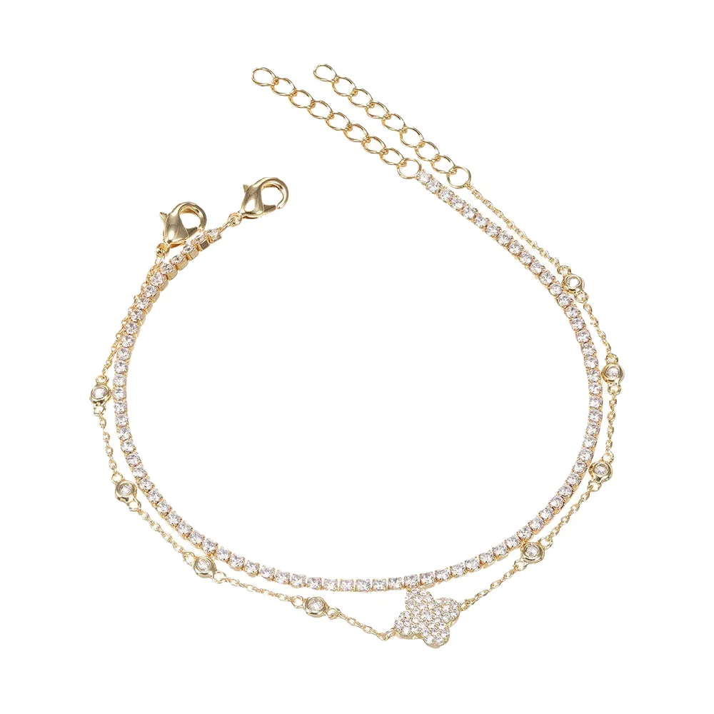 Tennis X CZ Clover Bracelet Combo Set sold by Adina Eden's