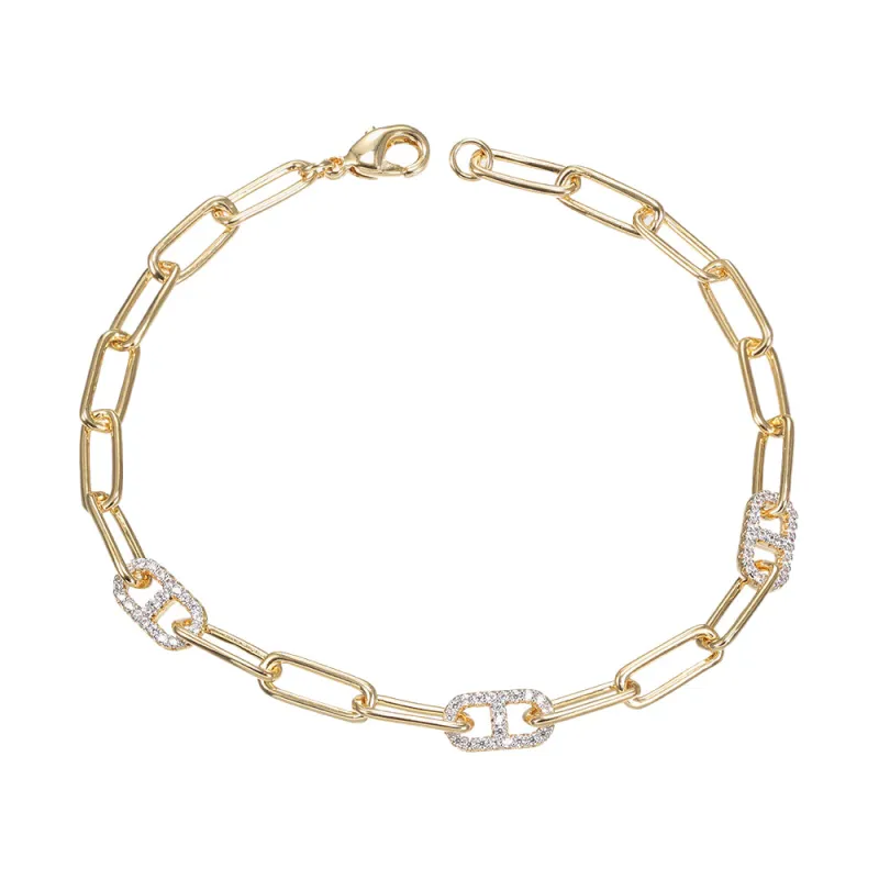 CZ Accent Link Bracelet sold by Adina Eden's
