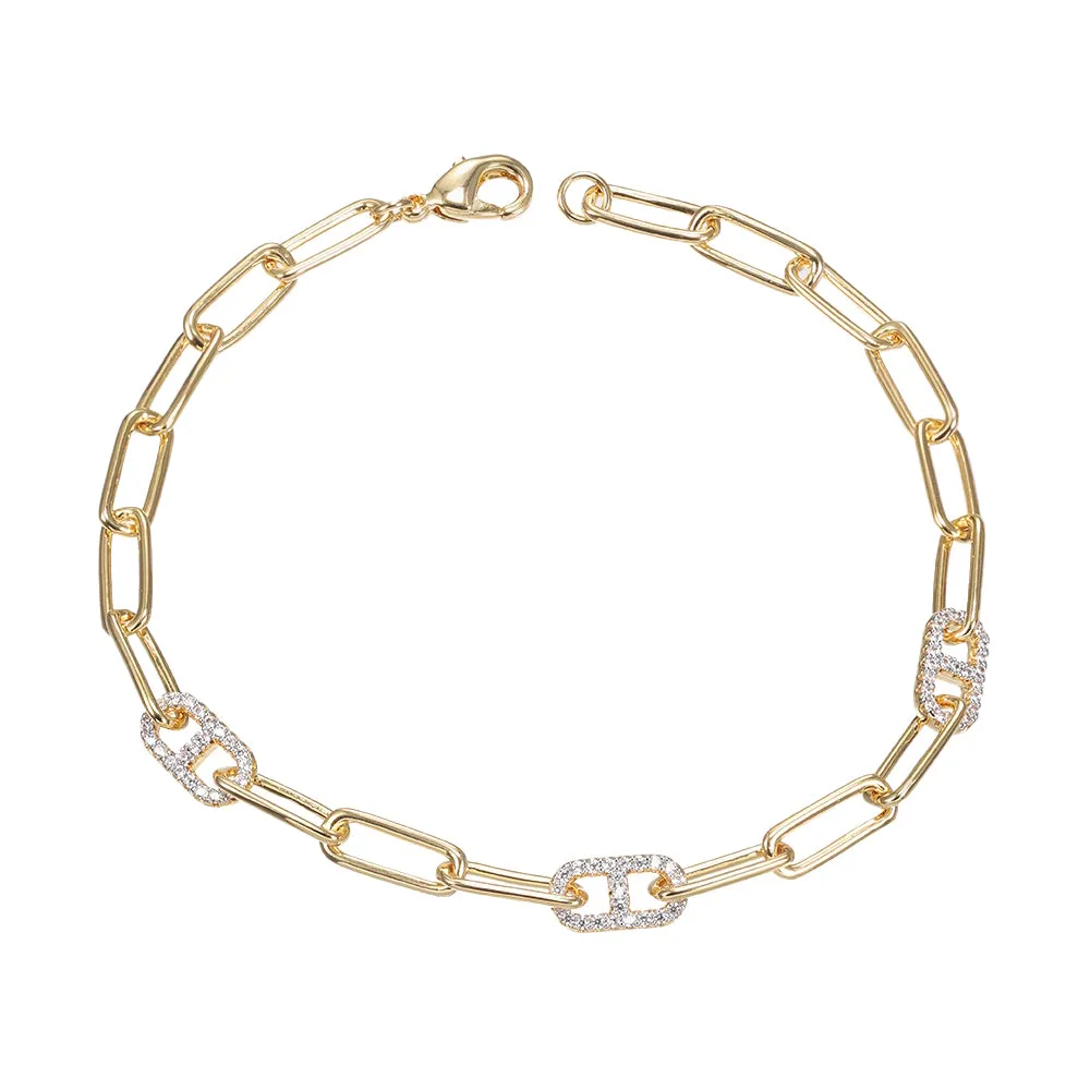 CZ Accent Link Bracelet sold by Adina Eden's
