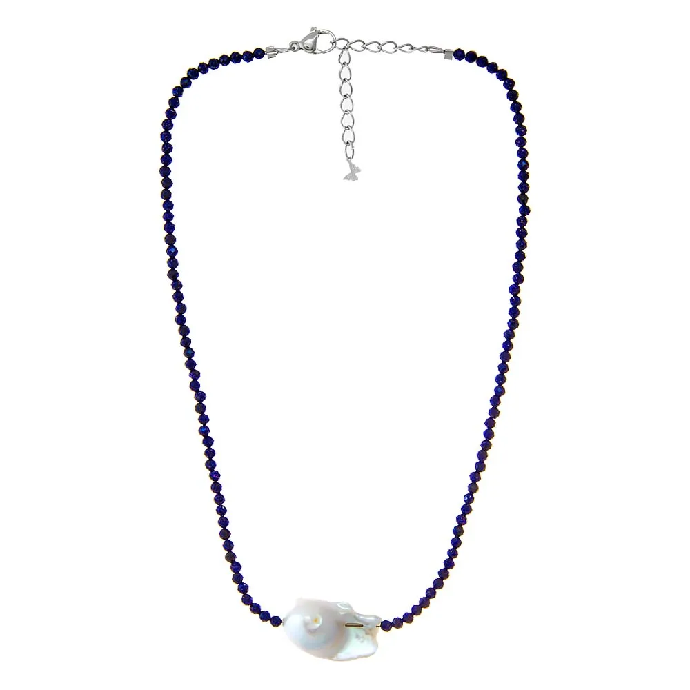 Colored Beaded Chain Baroque Pearl Choker sold by Adina Eden's