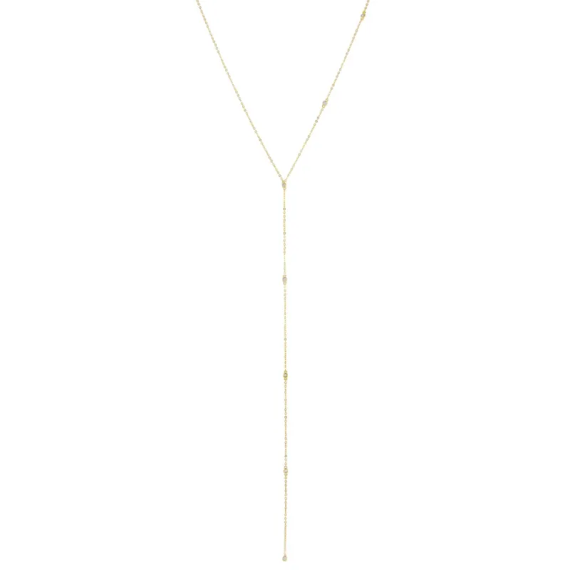 Dainty Bezel One-Sided Lariat sold by Adina Eden's