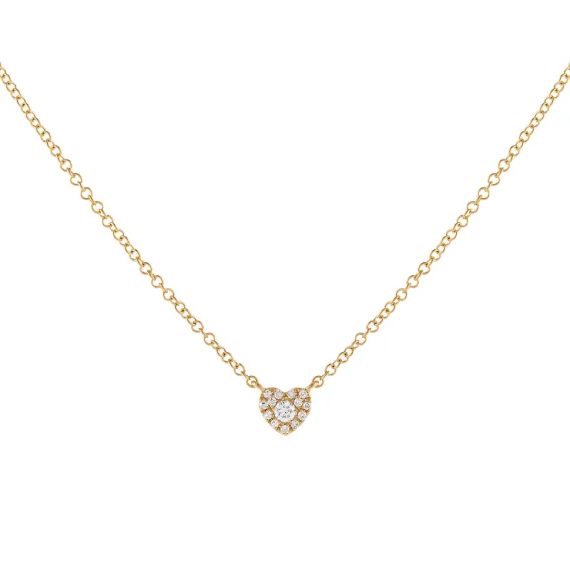 Pavé Tiny Diamond Heart Necklace 14K sold by Adina Eden's