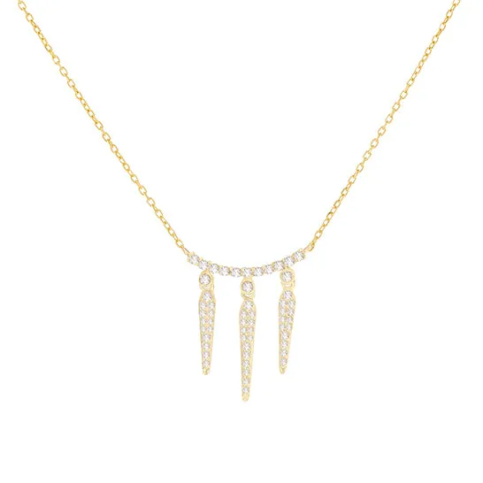 Diamond Triple Spike Necklace 14K sold by Adina Eden's
