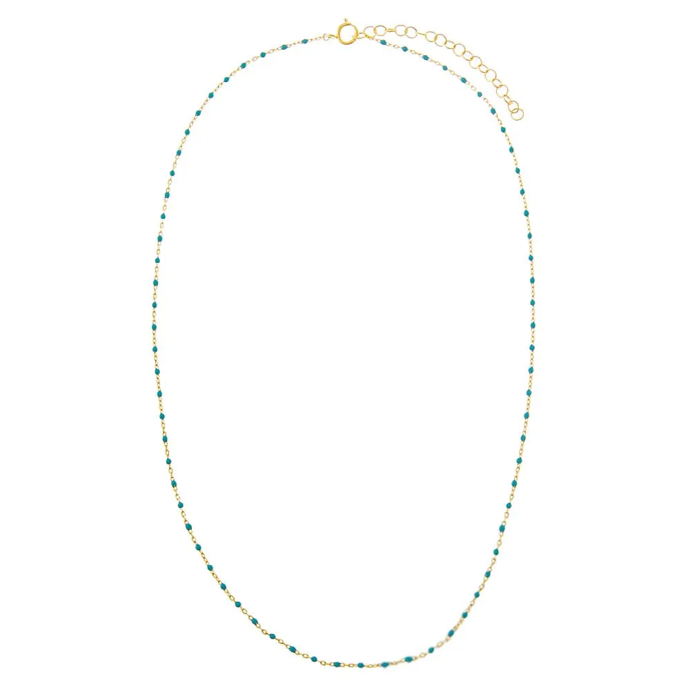 Turquoise Enamel Beaded Chain Necklace sold by Adina Eden's product image thumbnail 2
