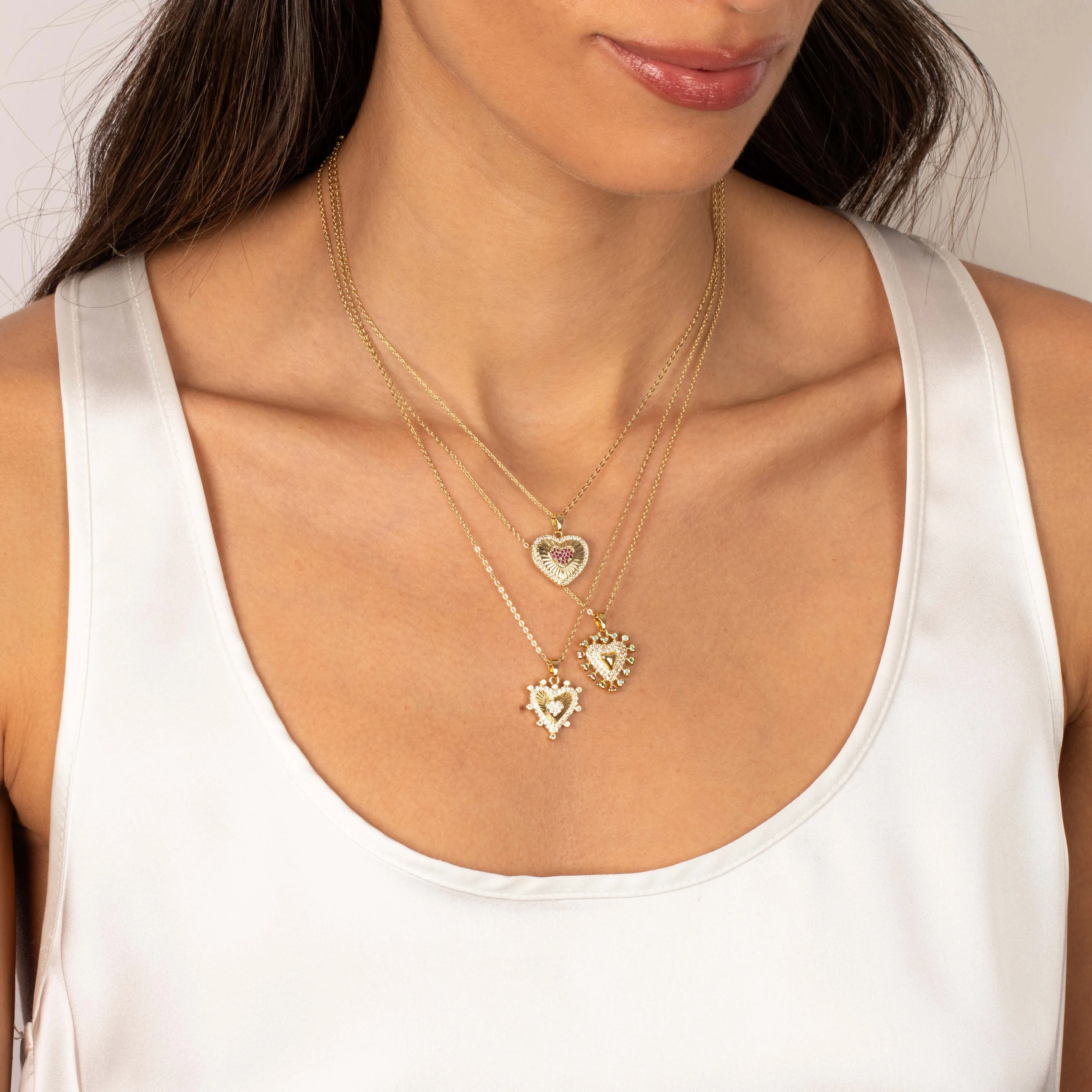 Ornate CZ Heart Pendant Necklace sold by Adina Eden's product image thumbnail 2