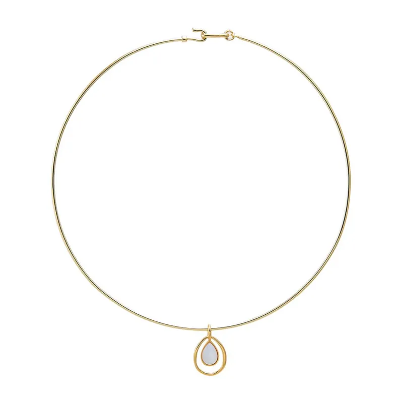 Mother of Pearl Open Teardrop Thin Wire Choker Necklace sold by Adina Eden's