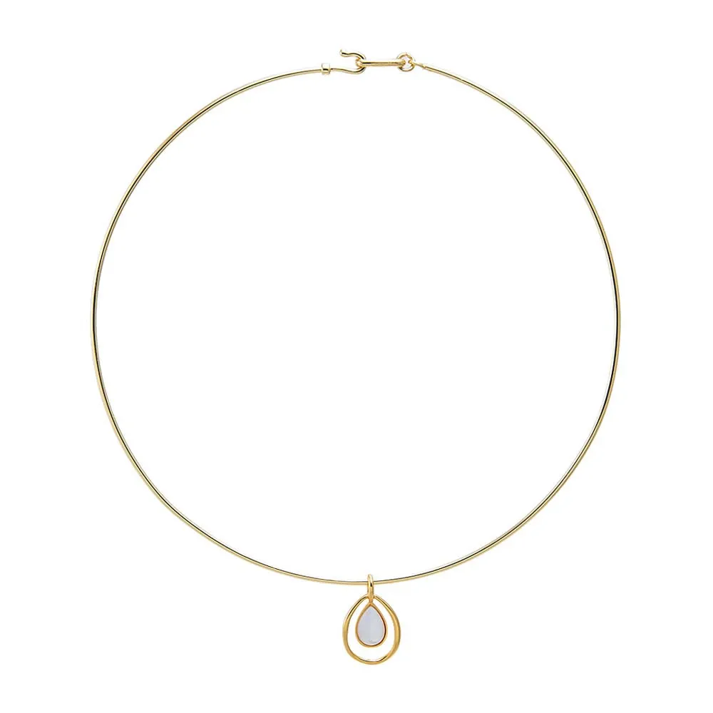 Mother of Pearl Open Teardrop Thin Wire Choker Necklace sold by Adina Eden's