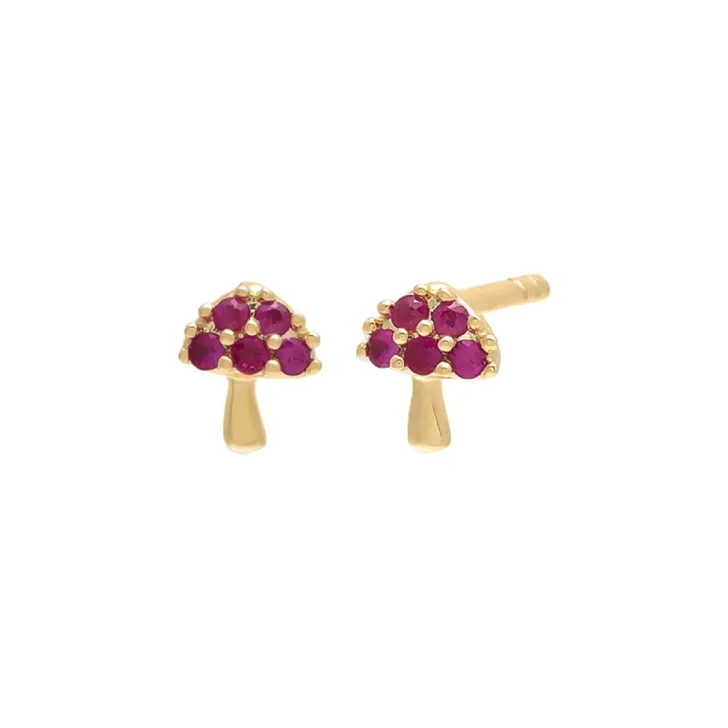 Tiny Mushroom Stud Earring 14K sold by Adina Eden's