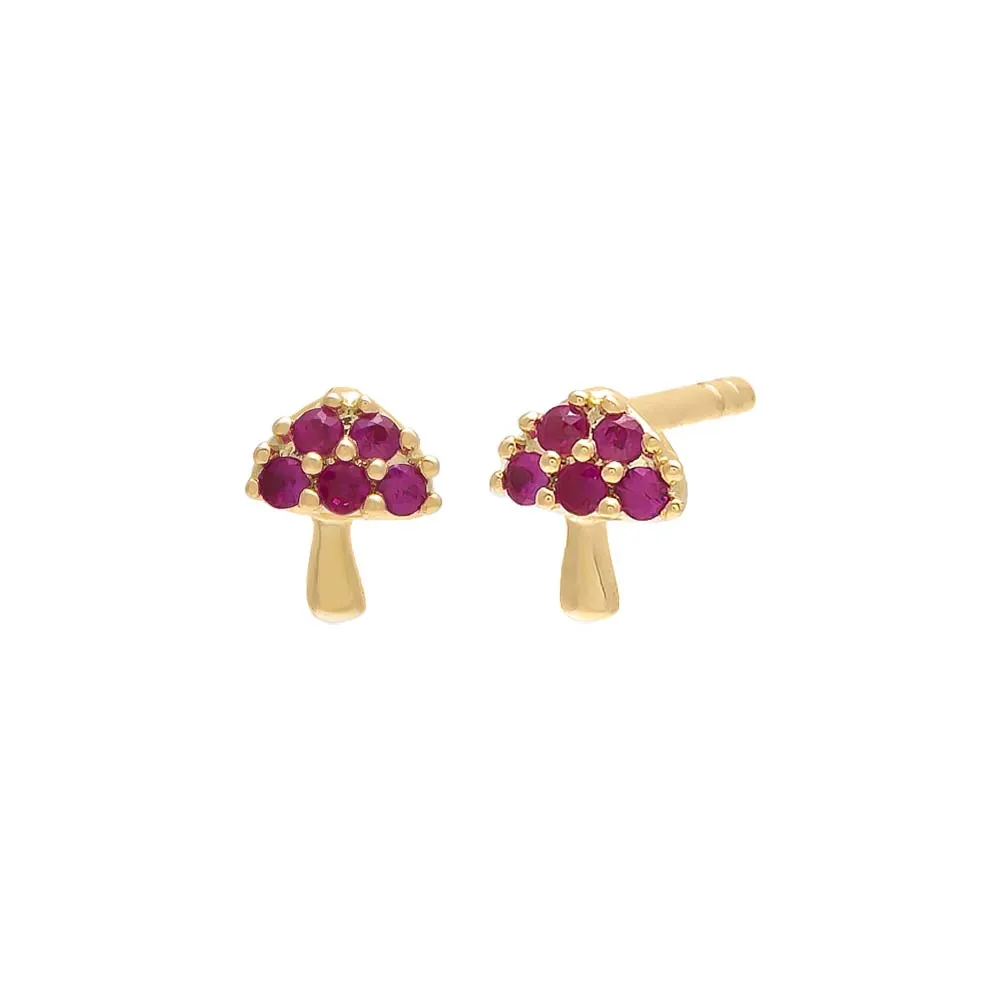Tiny Mushroom Stud Earring 14K sold by Adina Eden's