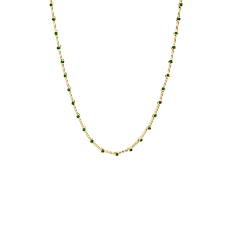 Colored CZ Stationed Bar Tennis Necklace sold by Adina Eden's