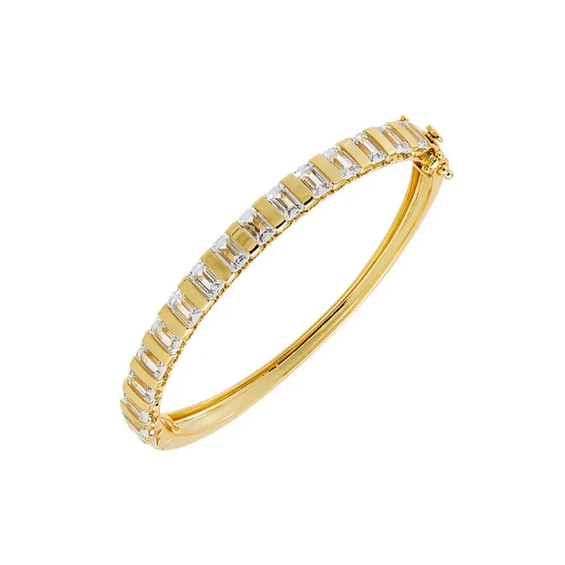 Baguette CZ Hinged Bangle Bracelet sold by Adina Eden's