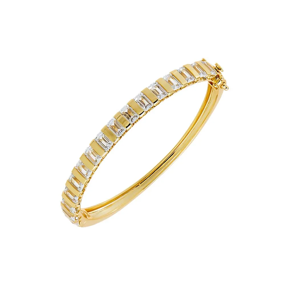 Baguette CZ Hinged Bangle Bracelet sold by Adina Eden's