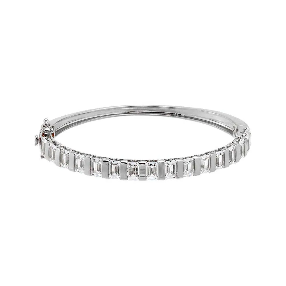 Baguette CZ Hinged Bangle Bracelet sold by Adina Eden's product image thumbnail 4