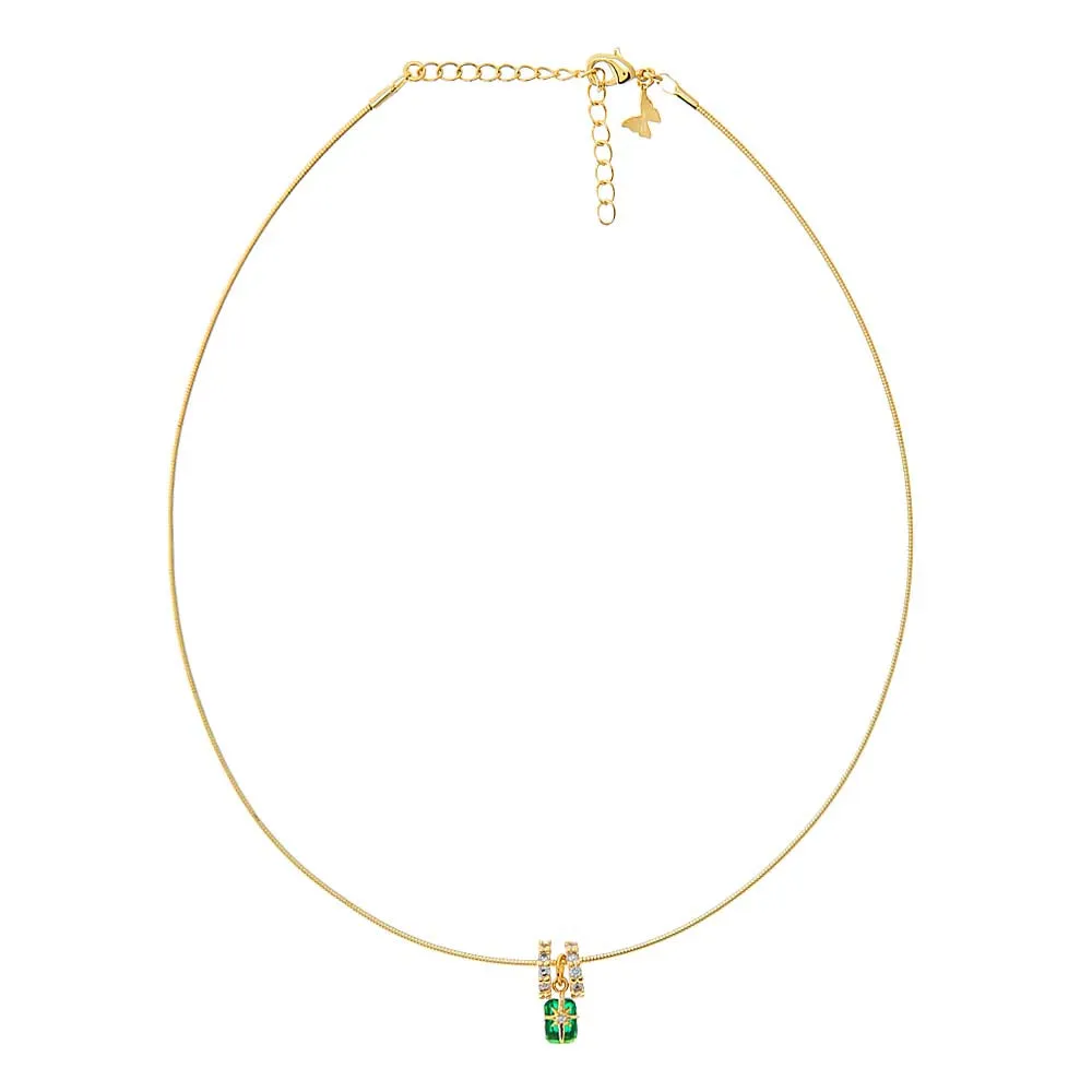 Green Motif Rondelle Charm Omega Chain Necklace sold by Adina Eden's