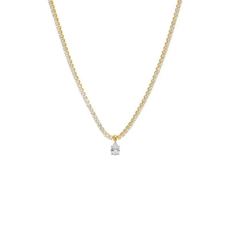 CZ Pear Pendant Tennis Choker sold by Adina Eden's