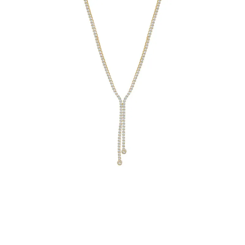 CZ Double Overlay Drop Lariat Tennis Necklace sold by Adina Eden's