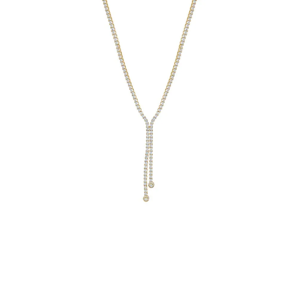 CZ Double Overlay Drop Lariat Tennis Necklace sold by Adina Eden's