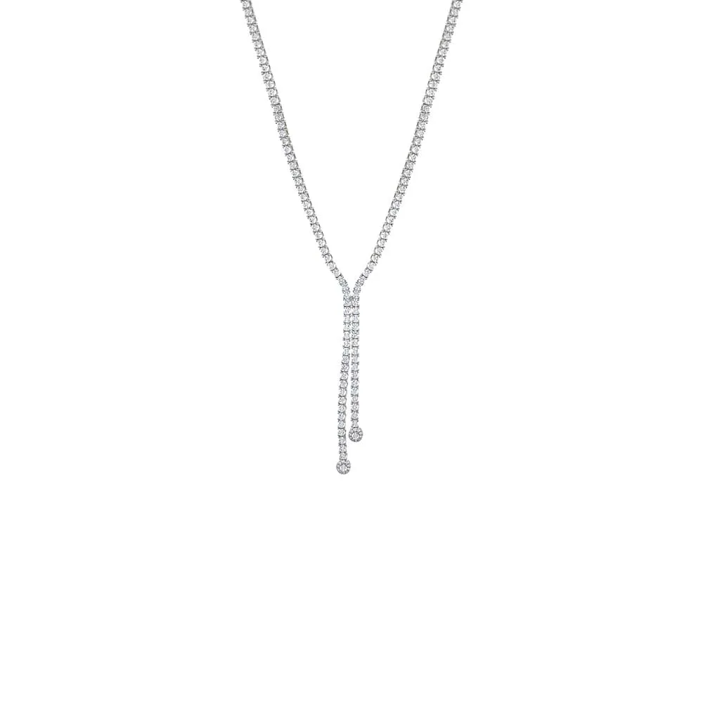 CZ Double Overlay Drop Lariat Tennis Necklace sold by Adina Eden's product image thumbnail 2