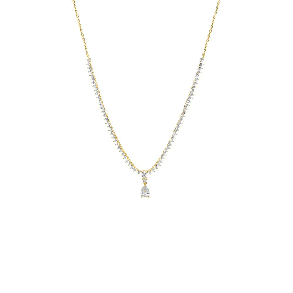 Pear Drop Half Tennis Chain Necklace sold by Adina Eden's