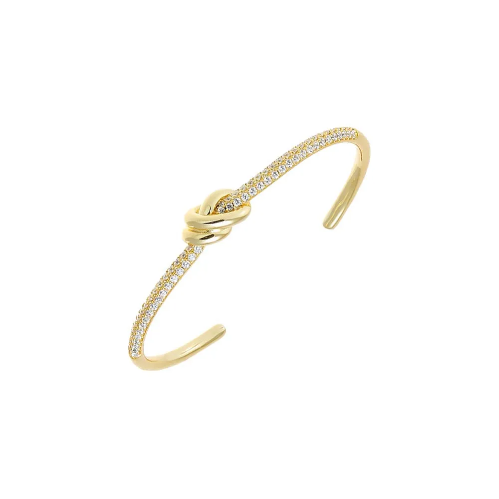 Pave Love Knot Cuff Bangle Bracelet sold by Adina Eden's