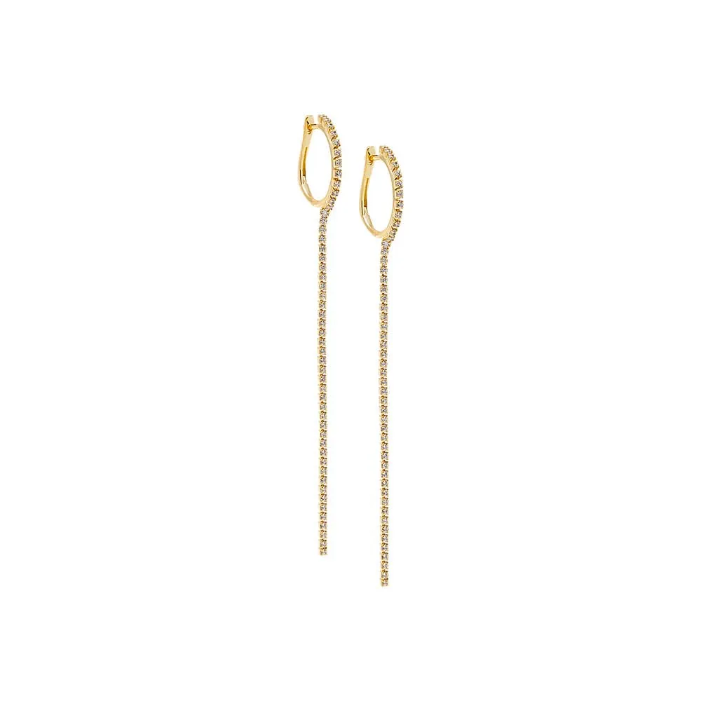 CZ Tennis Drop Huggie Earring sold by Adina Eden's