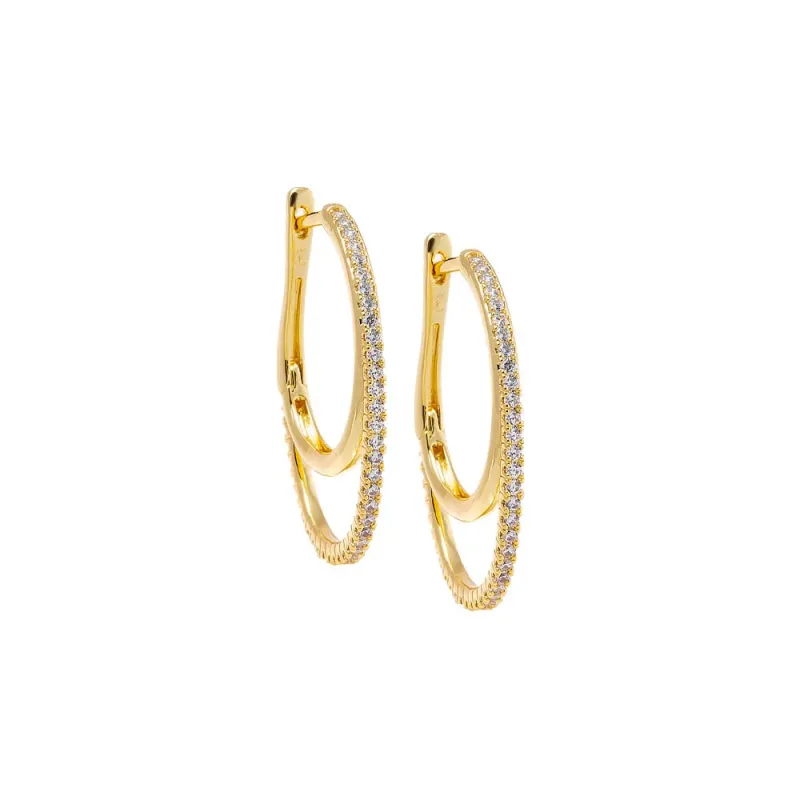 Layered Double Hoop CZ Earring sold by Adina Eden's