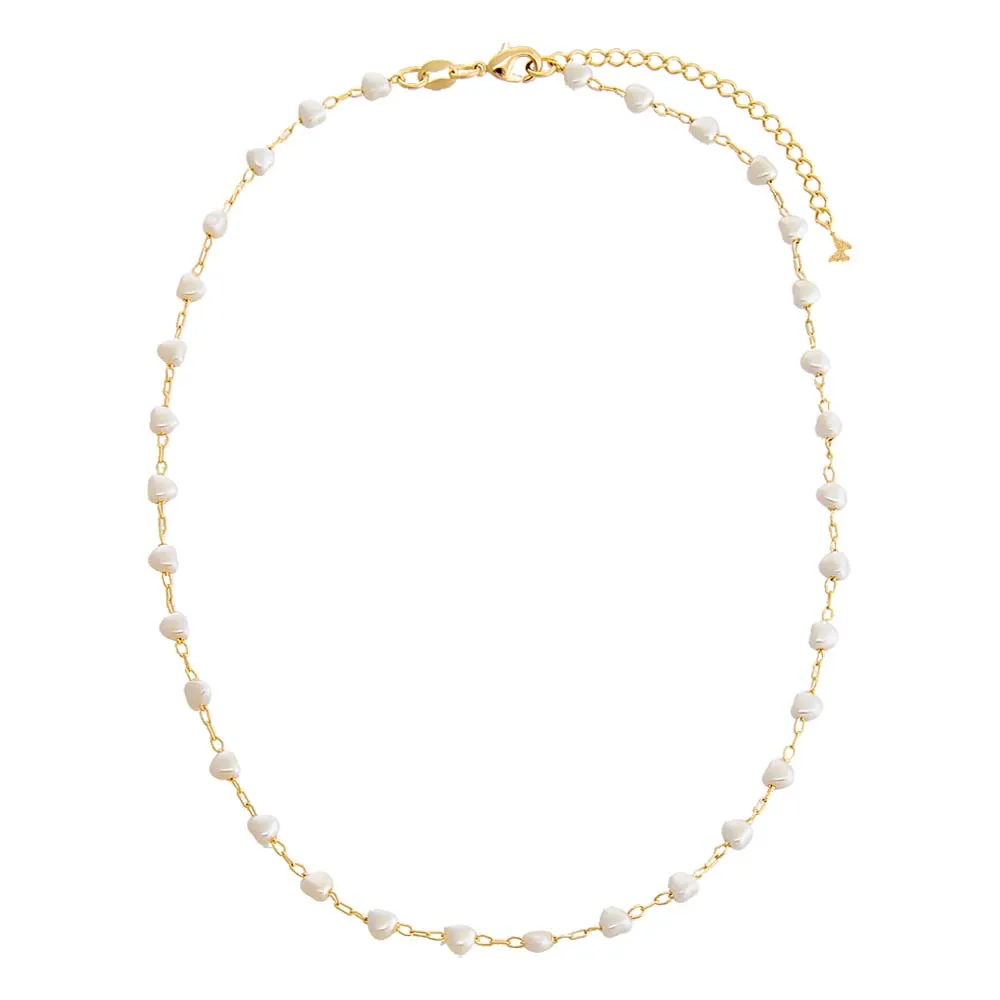 Heart Shaped Multi Pearl Beaded Chain Necklace sold by Adina Eden's product image thumbnail 3