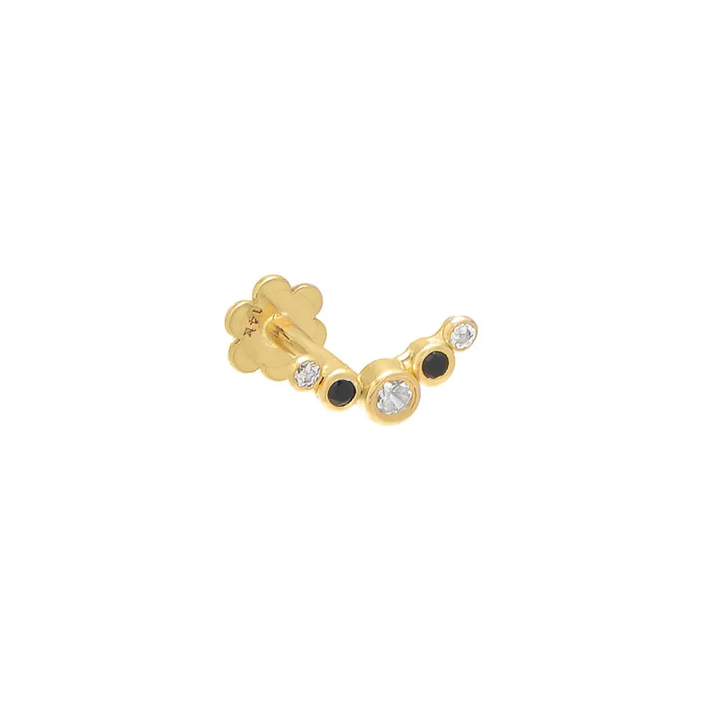 CZ x Colored Gemstone Curved Threaded Stud Earring 14K sold by Adina Eden's product image thumbnail 3