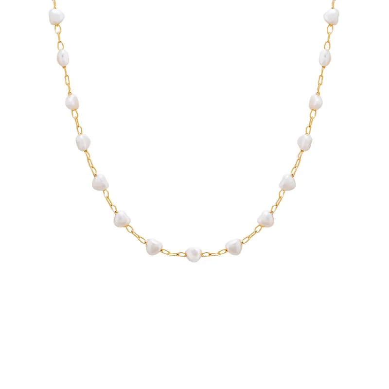 Heart Shaped Multi Pearl Beaded Chain Necklace sold by Adina Eden's