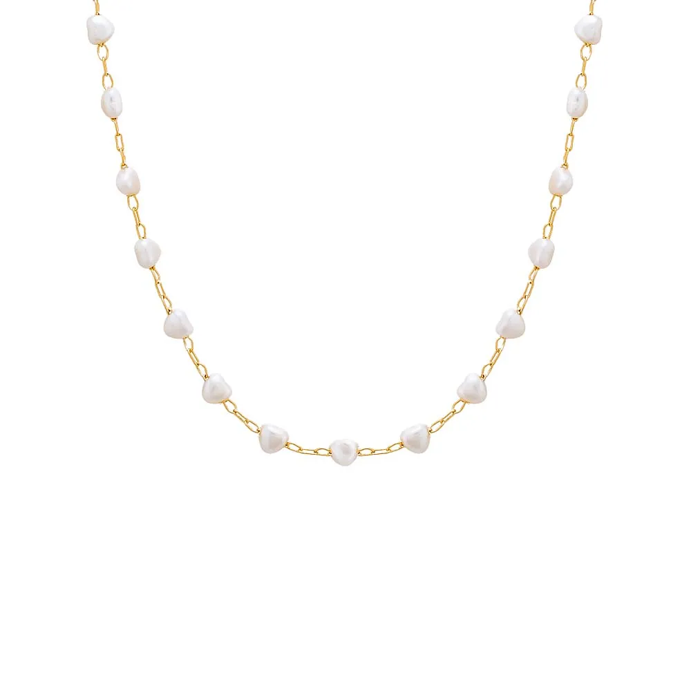 Heart Shaped Multi Pearl Beaded Chain Necklace sold by Adina Eden's